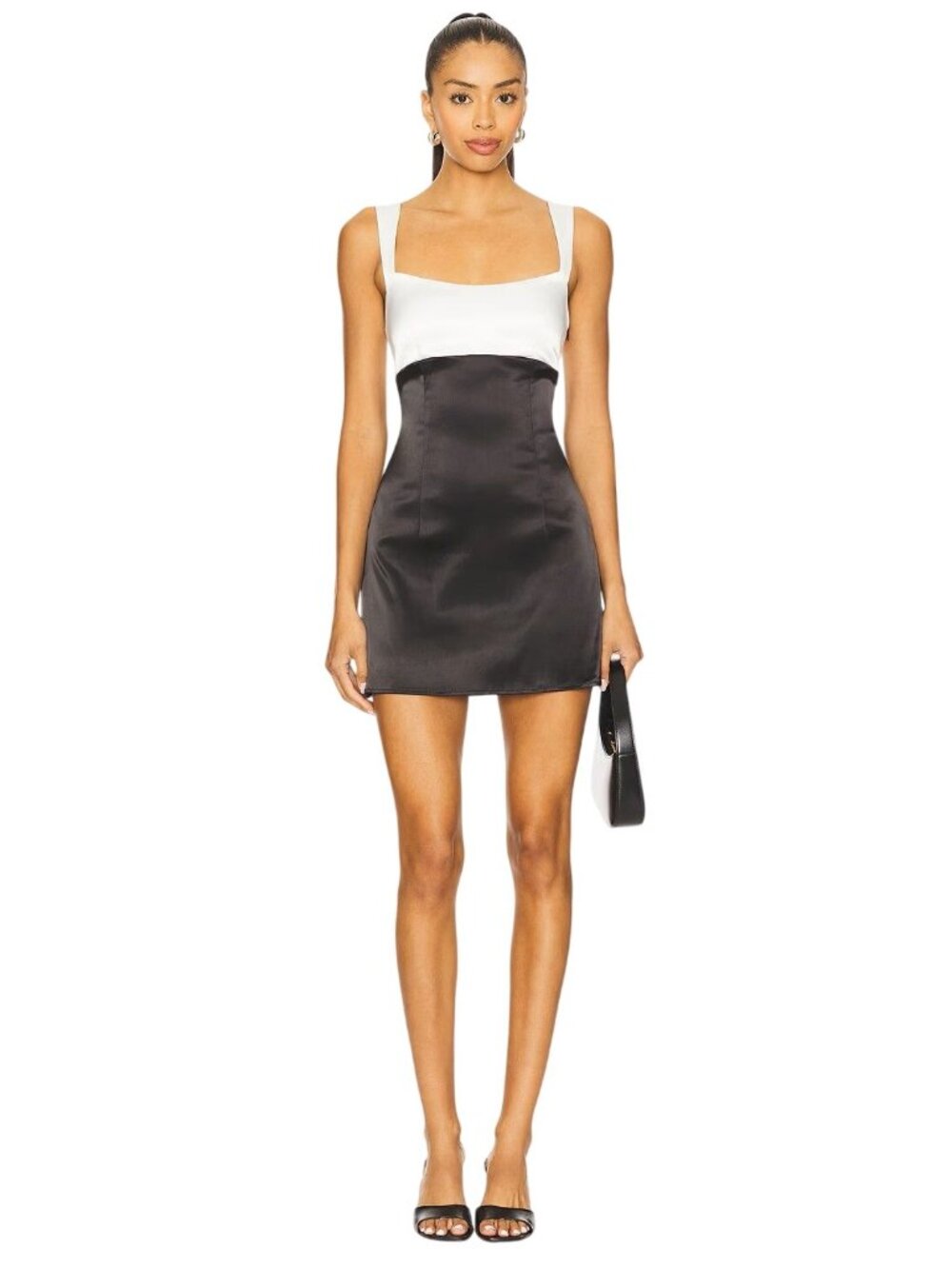 ALL THE WAYS Ella Mini Dress in Black & White XSmall New Womens Satin